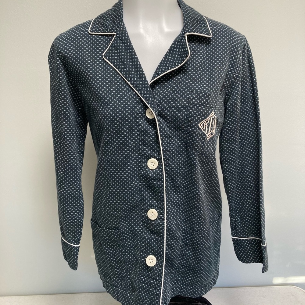 Navy Lauren Ralph Lauren Monogram Pajama Top S